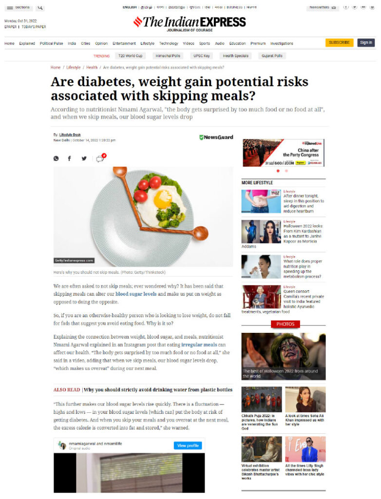 Are diabetes, weight gain potential risks associated with skipping meals?