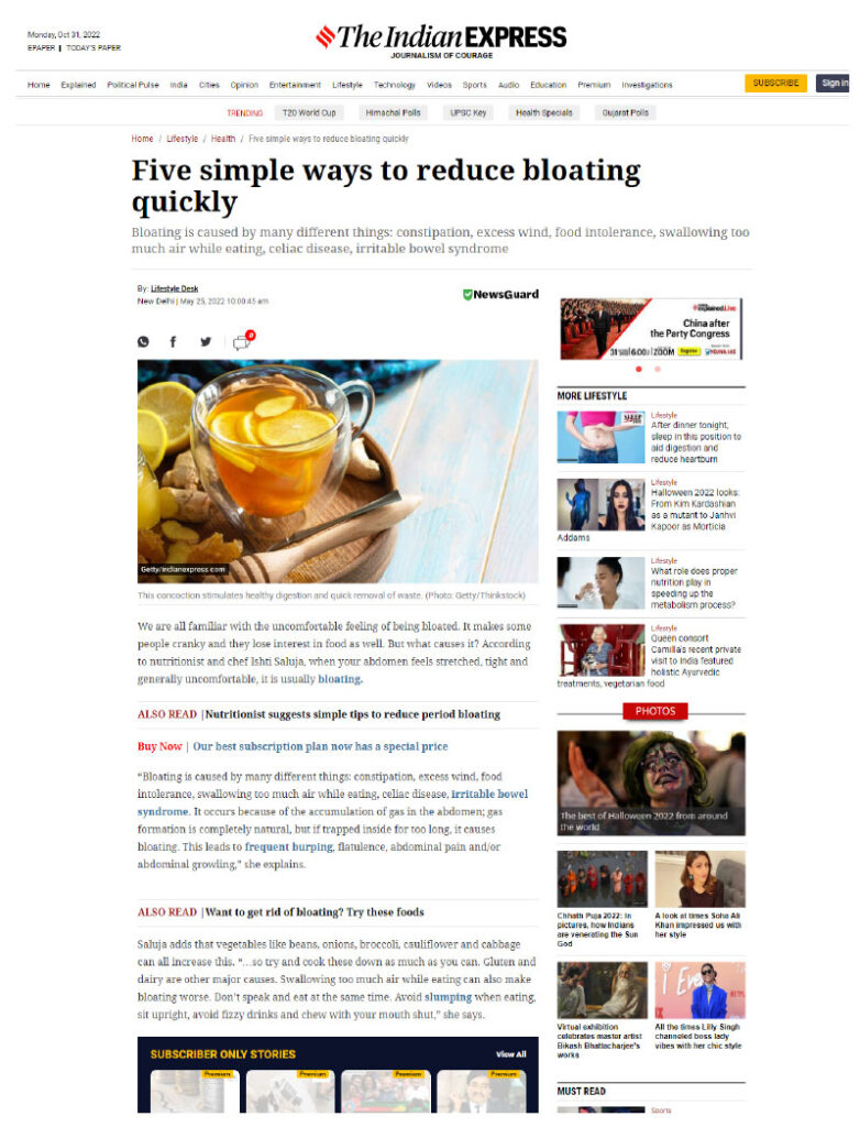 Five simple ways to reduce bloating quickly