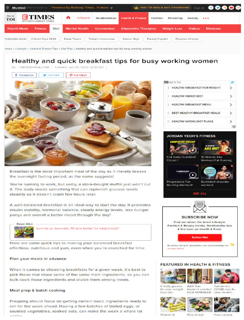 Healthy and quick breakfast tips for busy working women